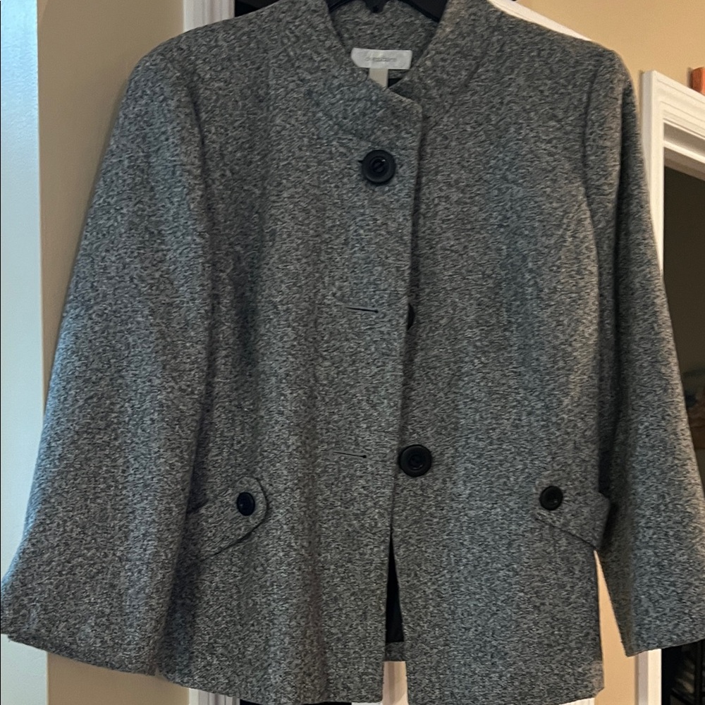 Dressbarn Gray Blazer with Black Buttons